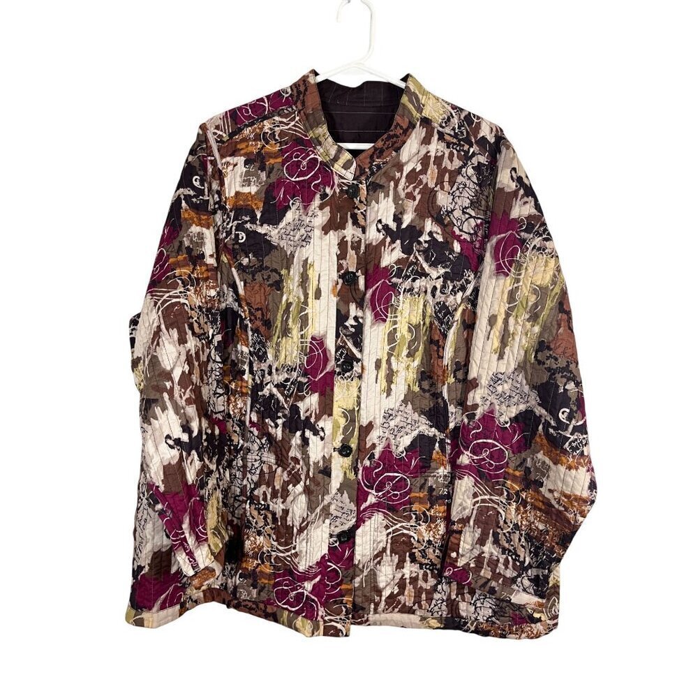 Jacket 1X Pink Floral Quilted Boho Reversible Cottagecore Western  Artsy Concert